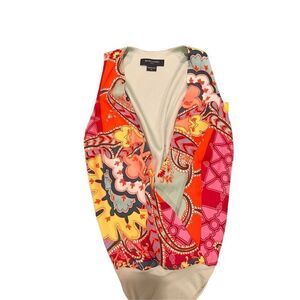 Marciano Grenada Multicolor Silk Paisley Print Short Sleeve Bodysuit Size xs